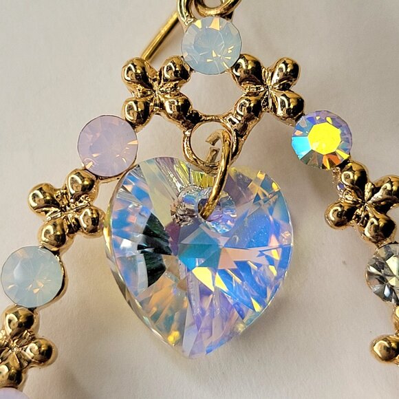 Heart Shape Crystal Earring Crystal and Gold Teardrop earrings - Picture 9 of 10